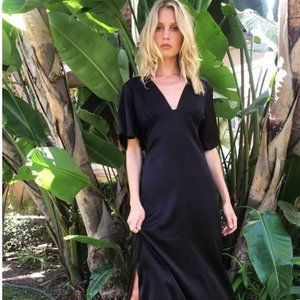 NASTY GAL Black Satin Maxi Dress
